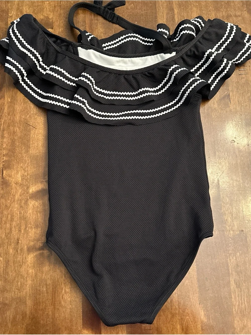 Janie and Jack Girls Swimsuit Swimming Ruffles Size 12 Girls Black White Classic